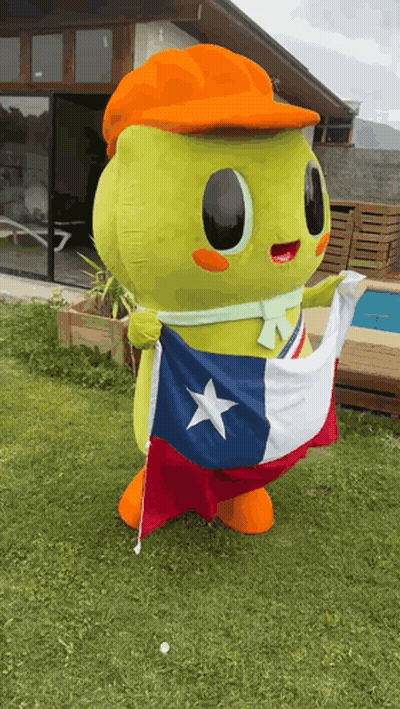 Mascot Holding Texas Flag GIF
