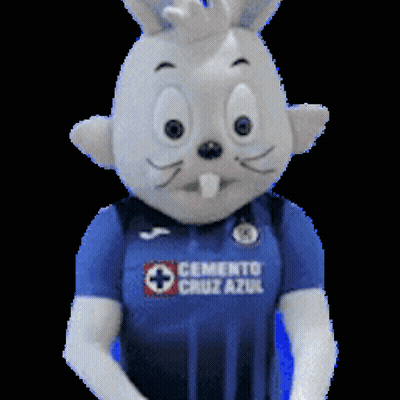 Mascot In Blue Cemento Cruz Azul Shirt GIF
