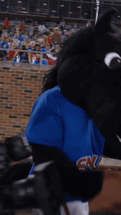 Mascot In Blue Shirt Saying SNL GIF
