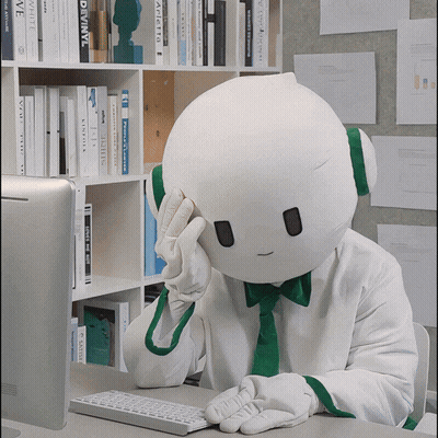 Mascot In Costume Using Keyboard GIF