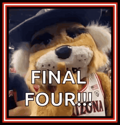 Mascot In Cowboy Hat And Basketball Jersey Saying Final Four GIF