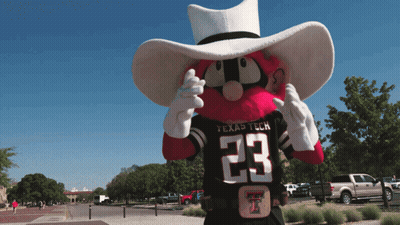 Mascot In Cowboy Hat And Texas Tech Jersey GIF