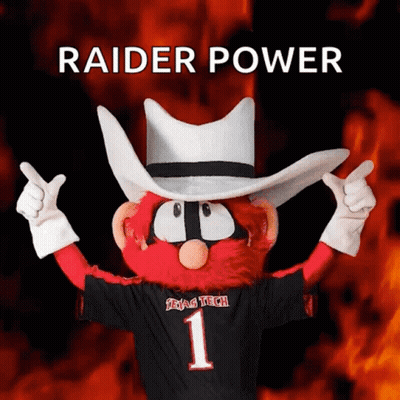 Mascot In Cowboy Hat And Texas Tech Shirt GIF