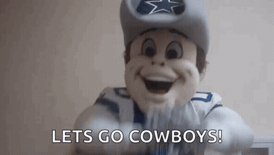 Mascot In Cowboy Hat Saying Lets Go Cowboys GIF