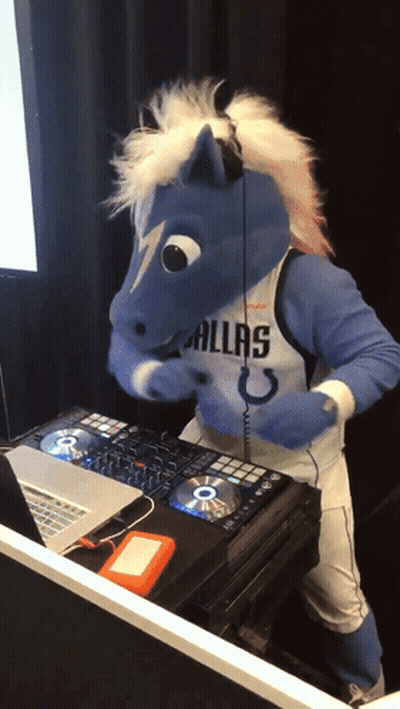 Mascot In Dallas Jersey Playing Music GIF
