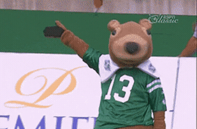Mascot In Green Jersey Number 13 GIF