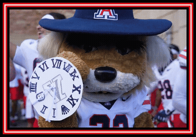 Mascot In Hat Holding Clock Saying XII GIF