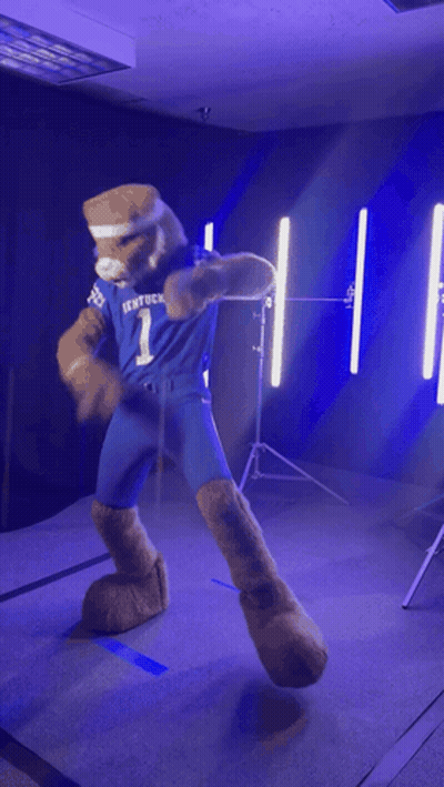 Mascot In Kentucky Jersey Dancing GIF