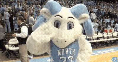 Mascot In North 27 Jersey In Front Of Crowd GIF
