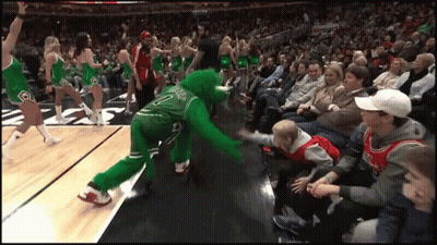 Mascot In Number 10 Jersey Shaking Child's Hand GIF