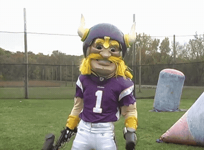 Mascot In Purple Jersey Number 1 GIF
