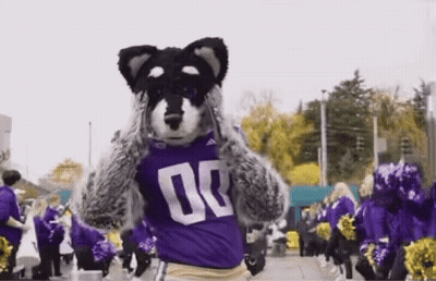 Mascot In Purple Shirt With Number 00 GIF