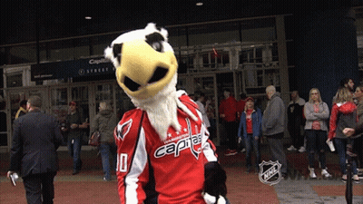 Mascot In Red And White Capitals Jersey GIF