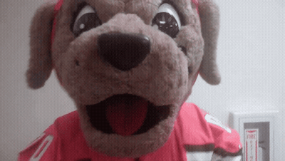 Mascot In Red And White Jersey Number 7 GIF