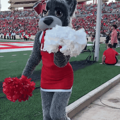 Mascot In Red And White Outfit Number 11 GIF