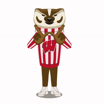 Mascot In Red And White Striped Shirt With Letter W GIF
