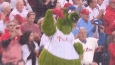 Mascot In White Phillies Shirt GIF