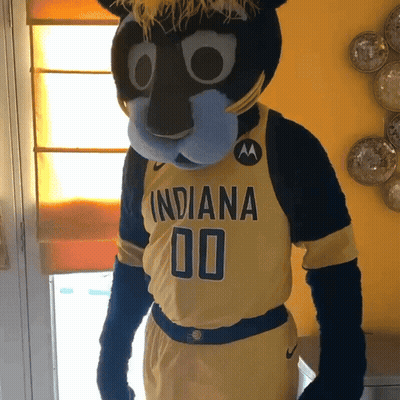 Mascot In Yellow Indiana Jersey Number 00 GIF