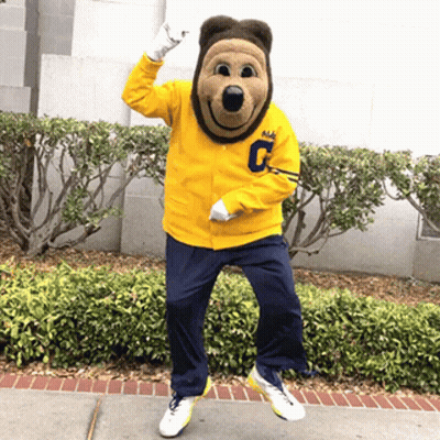 Mascot In Yellow Jacket With Letter C GIF
