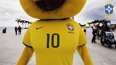 Mascot In Yellow Shirt Number 10 GIF