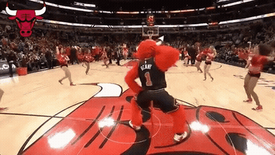 Mascot Number 1 Dancing On Basketball Court GIF