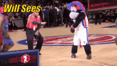 Mascot On Basketball Court Saying Will Sees GIF