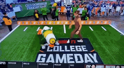 Mascot On College Gameday Field GIF