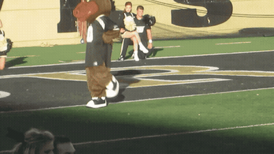 Mascot On Field With Letter S Behind GIF