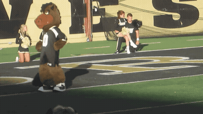 Mascot On Football Field With Number 0 GIF