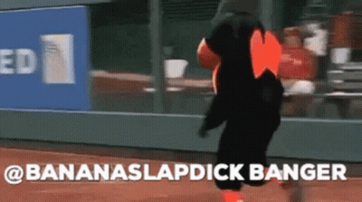 Mascot Running on Baseball Field Banana Slapdick Banger