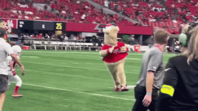 Mascot Running On Football Field GIF