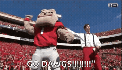 Mascot Saying Go Dawgs In Stadium GIF