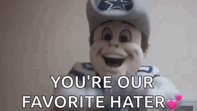 Mascot Says You're Our Favorite Hater With Hearts GIF
