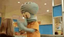 Mascot Squidward Slide Dancing GIF