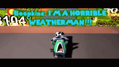 Mascot Standing Before Map Saying Titan Doppler GIF