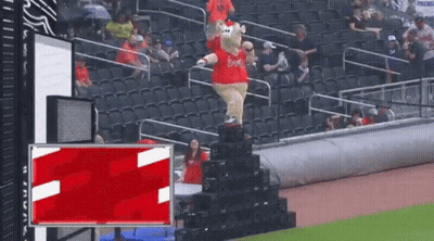 Mascot Standing On Crates GIF