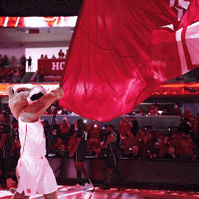 Mascot Waving Red Flag With HC Sign GIF