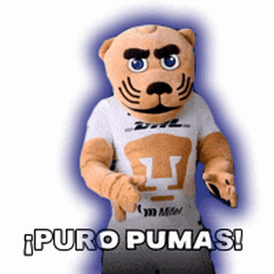 Mascot Wearing Pumas Shirt Saying Puro Pumas GIF
