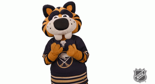 Mascot Wearing Sabres Jersey GIF