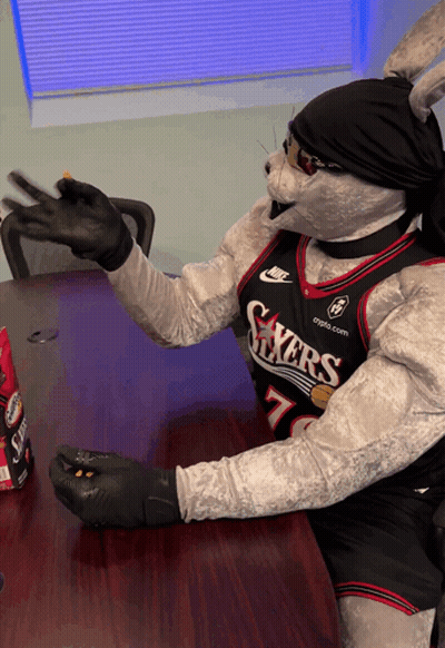 Mascot Wearing Sixers Jersey GIF