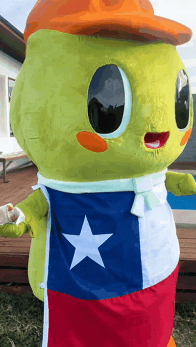Mascot Wearing Texas Flag And Hat GIF
