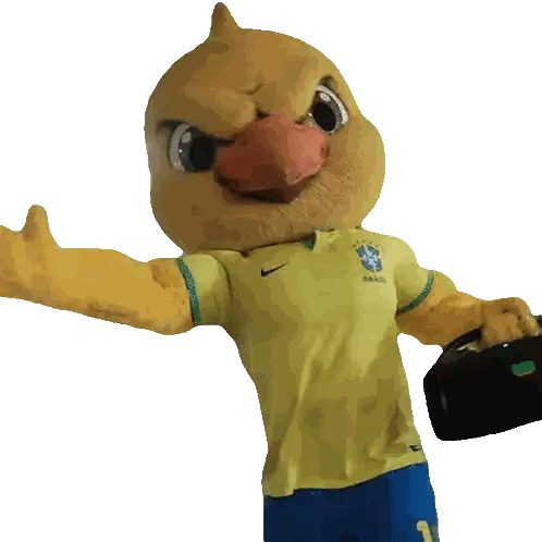 Mascot Wearing Yellow Brasil Shirt Sticker