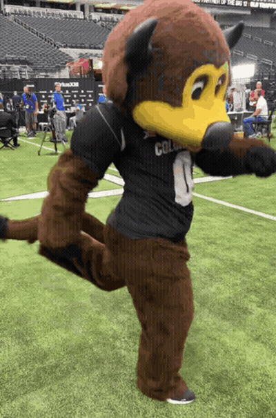 Mascot With Number 1 On Shirt Standing On Field GIF