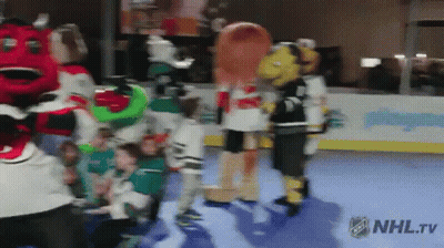 Mascots On Ice Rink With NHL.tv GIF