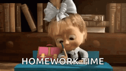Masha Doing Her School Homework GIF