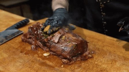 Mashing Hot Brisket GIF