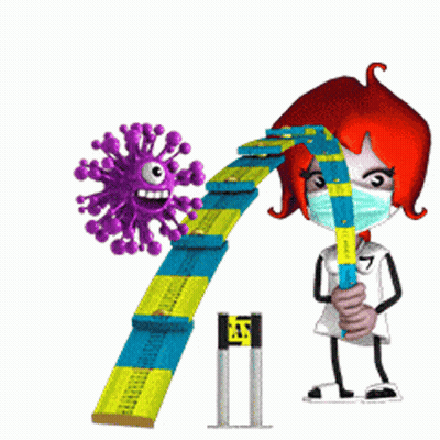Masked Cartoon Woman At Distance 2.00 M Barrier GIF