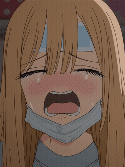 Masked Girl Crying Tears GIF