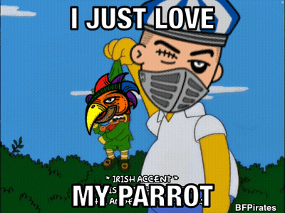 Masked Man Holding Parrot I Just Love My Parrot GIF