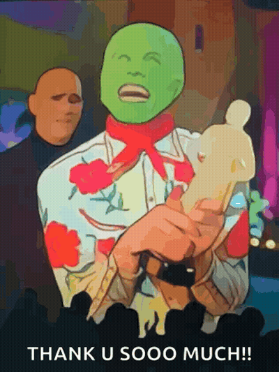Masked Man Holding Trophy Saying Thank U Sooo Much GIF